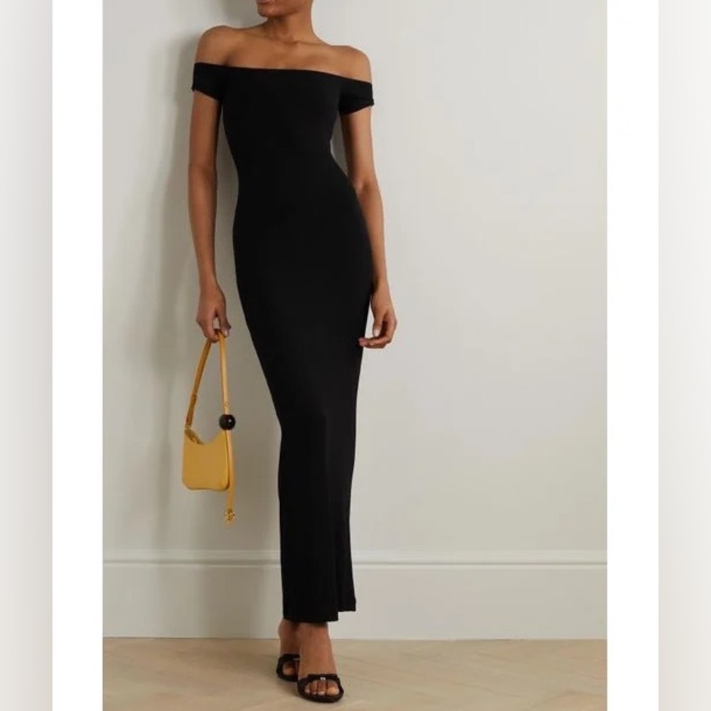 SKIMS Ribbed Black Maxi Dress